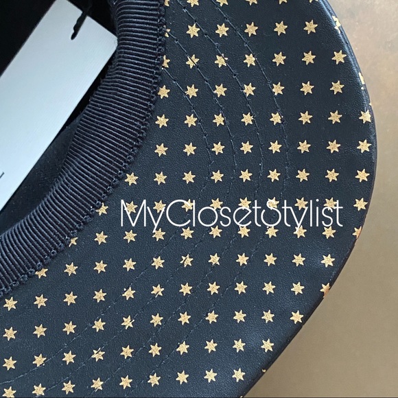 GUCCI Authentic Guccy Gold Black Hat! NWT Stars rim gold black moon rap baseball - Picture 7 of 12